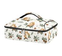 Kcldeci Squirrel Pine Leaves Insulated Thermal Food Carrier Insulated Casserole Carrier for Hot or Cold Food, Insulated Tote Bag for Potluck Cookouts Parties Picnic,Lasagna Lugger