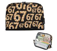 Kcldeci Standing Pencil Case Large Capacity Zippered Pen Pouch,67 Giraffe Print Pencil Bag for Girls Boys Office School