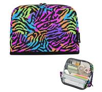 Kcldeci Standing Pencil Case Large Capacity Zippered Pen Pouch,Abstract Animal Print