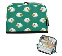 Kcldeci Standing Pencil Case Large Capacity Zippered Pen Pouch,Angry Eagle Head Pencil Bag for Girls Boys Office School