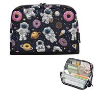 Kcldeci Standing Pencil Case Large Capacity Zippered Pen Pouch,Astronauts and Ice Cream Pencil Bag for Girls Boys Office School