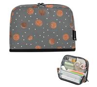 Kcldeci Standing Pencil Case Large Capacity Zippered Pen Pouch,Basketball White Dots Pencil Bag for Girls Boys Office School