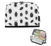 Kcldeci Standing Pencil Case Large Capacity Zippered Pen Pouch,Black Trilobites Pencil Bag for Girls Boys Office School