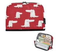 Kcldeci Standing Pencil Case Large Capacity Zippered Pen Pouch,Cartoon Crocodiles Pencil Bag for Girls Boys Office School
