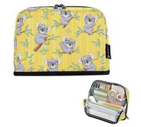 Kcldeci Standing Pencil Case Large Capacity Zippered Pen Pouch,Cartoon Koalas Wearing Glasses Pencil Bag for Girls Boys Office School