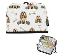 Kcldeci Standing Pencil Case Large Capacity Zippered Pen Pouch,Cocker Spaniel Dog Pencil Bag for Girls Boys Office School