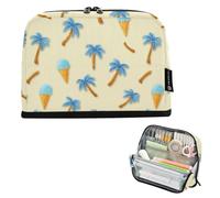 Kcldeci Standing Pencil Case Large Capacity Zippered Pen Pouch,Coconut Tree Ice Cream Pencil Bag for Girls Boys Office School