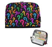 Kcldeci Standing Pencil Case Large Capacity Zippered Pen Pouch,Colorful Question Mark Pencil Bag for Girls Boys Office School