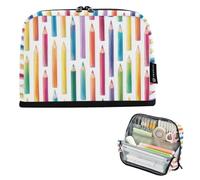 Kcldeci Standing Pencil Case Large Capacity Zippered Pen Pouch,Colorful Rainbow Pencils Pencil Bag for Girls Boys Office School
