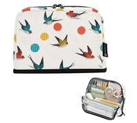 Kcldeci Standing Pencil Case Large Capacity Zippered Pen Pouch,Colorful Swallows Pencil Bag for Girls Boys Office School