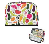 Kcldeci Standing Pencil Case Large Capacity Zippered Pen Pouch,Colorful Vector Illustration of Various Vegetables