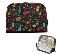Kcldeci Standing Pencil Case Large Capacity Zippered Pen Pouch,Country Music Themed Pencil Bag for Girls Boys Office School