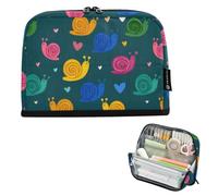 Kcldeci Standing Pencil Case Large Capacity Zippered Pen Pouch,Cute Snails Rainbow Pencil Bag for Girls Boys Office School
