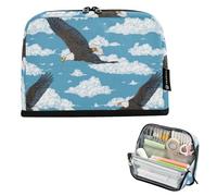 Kcldeci Standing Pencil Case Large Capacity Zippered Pen Pouch,Flying Eagle in Sky Pencil Bag for Girls Boys Office School