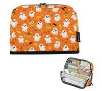 Kcldeci Standing Pencil Case Large Capacity Zippered Pen Pouch,Ghosts Candy Pencil Bag for Girls Boys Office School