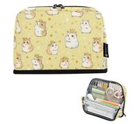 Kcldeci Standing Pencil Case Large Capacity Zippered Pen Pouch,Hamsters Crowns Stars Pencil Bag for Girls Boys Office School