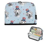 Kcldeci Standing Pencil Case Large Capacity Zippered Pen Pouch,Labrador Uncle Sam Hat Pencil Bag for Girls Boys Office School