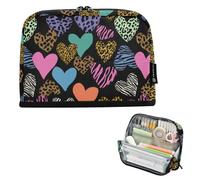 Kcldeci Standing Pencil Case Large Capacity Zippered Pen Pouch,Leopard Giraffe Zebra Print Pencil Bag for Girls Boys Office School