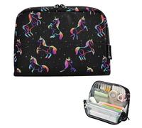 Kcldeci Standing Pencil Case Large Capacity Zippered Pen Pouch,Neon Unicorn Rainbow Pencil Bag for Girls Boys Office School