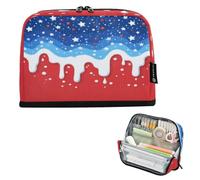 Kcldeci Standing Pencil Case Large Capacity Zippered Pen Pouch,Patriotic Ice Cream Pencil Bag for Girls Boys Office School