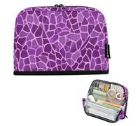 Kcldeci Standing Pencil Case Large Capacity Zippered Pen Pouch,Purple Giraffe Skin Pencil Bag for Girls Boys Office School