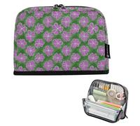 Kcldeci Standing Pencil Case Large Capacity Zippered Pen Pouch,Purple Shamrock Clover1 Pencil Bag for Girls Boys Office School
