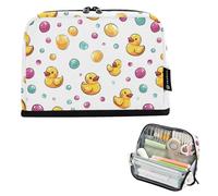 Kcldeci Standing Pencil Case Large Capacity Zippered Pen Pouch,Rubber Ducky Bubble Pencil Bag for Girls Boys Office School