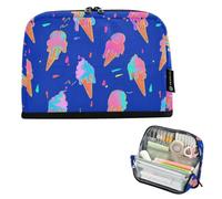 Kcldeci Standing Pencil Case Large Capacity Zippered Pen Pouch,Shining Ice Cream Pencil Bag for Girls Boys Office School