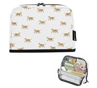 Kcldeci Standing Pencil Case Large Capacity Zippered Pen Pouch,Small Tiger Pencil Bag for Girls Boys Office School
