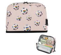 Kcldeci Standing Pencil Case Large Capacity Zippered Pen Pouch,Soccer Ball Rainbow Pencil Bag for Girls Boys Office School