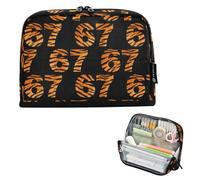 Kcldeci Standing Pencil Case Large Capacity Zippered Pen Pouch,Tiger Print 67 Pencil Bag for Girls Boys Office School