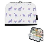Kcldeci Standing Pencil Case Large Capacity Zippered Pen Pouch,Unicorn Rainbow Heart Pencil Bag for Girls Boys Office School