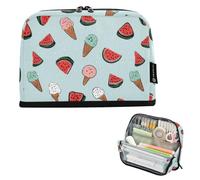 Kcldeci Standing Pencil Case Large Capacity Zippered Pen Pouch,Watermelons and Ice Cream Pencil Bag for Girls Boys Office School
