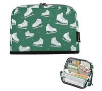 Kcldeci Standing Pencil Case Large Capacity Zippered Pen Pouch,White Ice Skating Shoes Pencil Bag for Girls Boys Office School