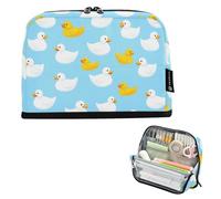 Kcldeci Standing Pencil Case Large Capacity Zippered Pen Pouch,White Rubber Ducky Pencil Bag for Girls Boys Office School