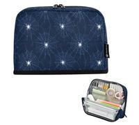 Kcldeci Standing Pencil Case Large Capacity Zippered Pen Pouch,White Spider and Web Pencil Bag for Girls Boys Office School