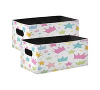 Kcldeci Stars and Crowns 2 Pack Storage Baskets for Organizing,Sturdy Foldable Storage Bins Organizer for Shelves Closet Nursery