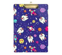 Kcldeci Teeth Pattern on Purple Galaxy Acrylic Clipboards Standard Letter A4 Size Clipboards for Classroom, Teacher Women Clip Board Office School Supplies Silver 12x9in