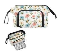 Kcldeci The Bee Flowers and Leaves Pencil Case for Boys Girls, Adult Big Pencil Bag with Zipper, Teens Large Storage Pencil Box for School Office