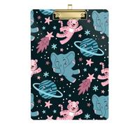Kcldeci Tiger and Elephant Cartoon Acrylic Clipboards Standard Letter A4 Size Clipboards for Classroom, Teacher Women Clip Board Office School Supplies Gold 12x9in