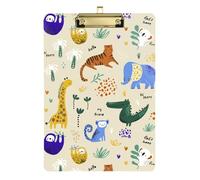 Kcldeci Tiger Crocodile Giraffe Sloth Acrylic Clipboards Standard Letter A4 Size Clipboards for Classroom, Teacher Women Clip Board Office School Supplies Silver 12x9in