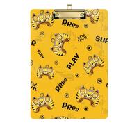 Kcldeci Tiger Gamepad Cartoon Acrylic Clipboards Standard Letter A4 Size Clipboards for Classroom, Teacher Women Clip Board Office School Supplies Silver 12x9in