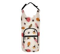 Kcldeci Tiny Bugs Square Water Bottle Holder with Strap Carrier Sling Bag with Phone Pocket Water Bottle Sleeve for Men Women Hiking Camping Travelling