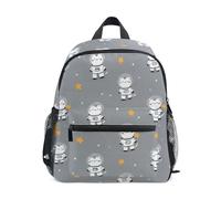 Kcldeci Toddler Backpack for Girls Boys Astronaut Cat and Star Kindergarten Elementary Preschool Kids School Bag Book Bag M