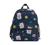 Kcldeci Toddler Backpack for Girls Boys Astronaut Pig Planet Kindergarten Elementary Preschool Kids School Bag Book Bag M