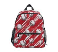Kcldeci Toddler Backpack for Girls Boys Baseballs on A Red Kindergarten Elementary Preschool Kids School Bag Book Bag M