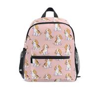 Kcldeci Toddler Backpack for Girls Boys Beagle Puppy Pink Kindergarten Elementary Preschool Kids School Bag Book Bag S