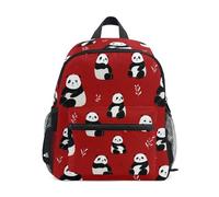 Kcldeci Toddler Backpack for Girls Boys Bear Panda on Red Kindergarten Elementary Preschool Kids School Bag Book Bag S