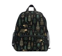 Kcldeci Toddler Backpack for Girls Boys Bears Boho Pine Trees Kindergarten Elementary Preschool Kids School Bag Book Bag M