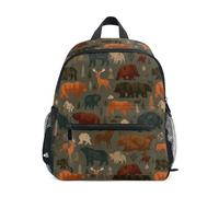 Kcldeci Toddler Backpack for Girls Boys Bears Deer and Bison Kindergarten Elementary Preschool Kids School Bag Book Bag M